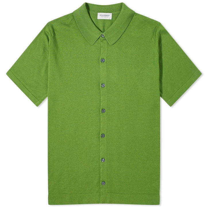 Photo: John Smedley Men's Folke Button Through Polo Shirt in Olive