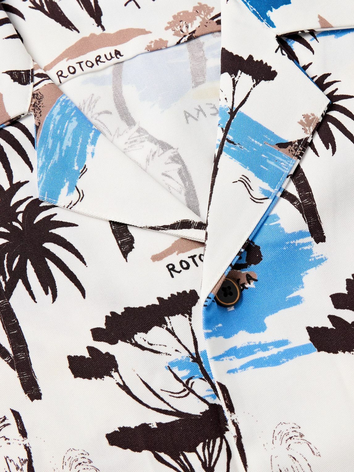 MANAAKI - Te Ika A Maui Camp Collar Printed Lyocell-Twill Shirt - Blue