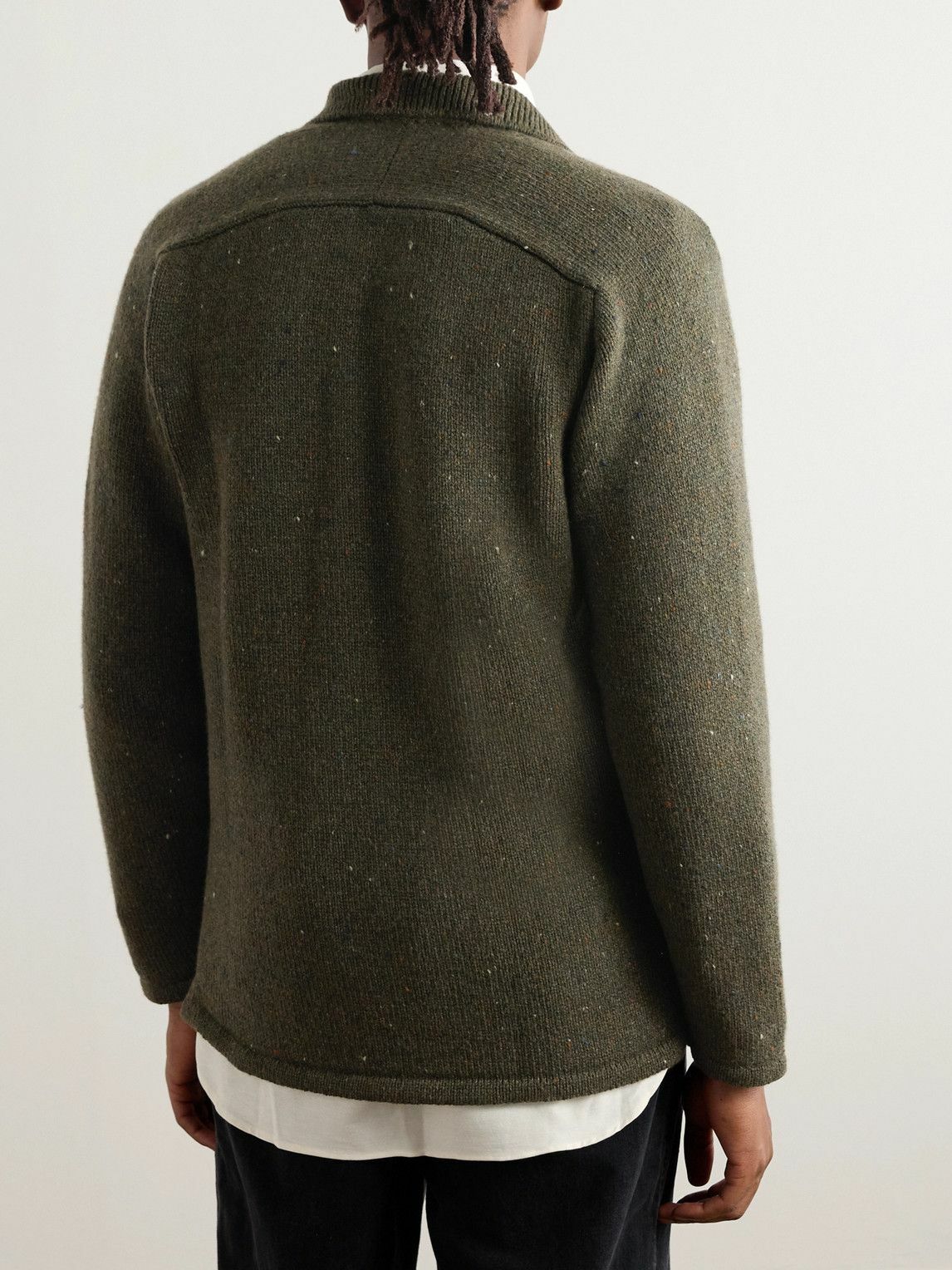 Inis Meáin - Carpenters Merino Wool and Cashmere-Blend Cardigan - Green