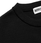 AFFIX - Oversized Printed Merino Wool-Blend Sweater - Black