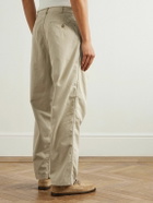 OrSlow - Two Tuck Straight-Leg Pleated Cotton-Twill Trousers - Neutrals