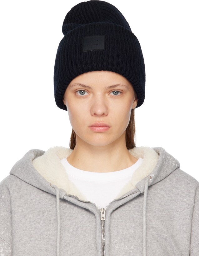 Photo: Acne Studios Black Large Face Logo Beanie