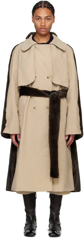 Photo: ABRA Beige & Brown Hybrid Faux-Fur Trench Coat
