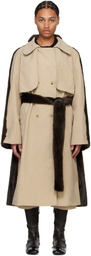 ABRA Beige & Brown Hybrid Faux-Fur Trench Coat