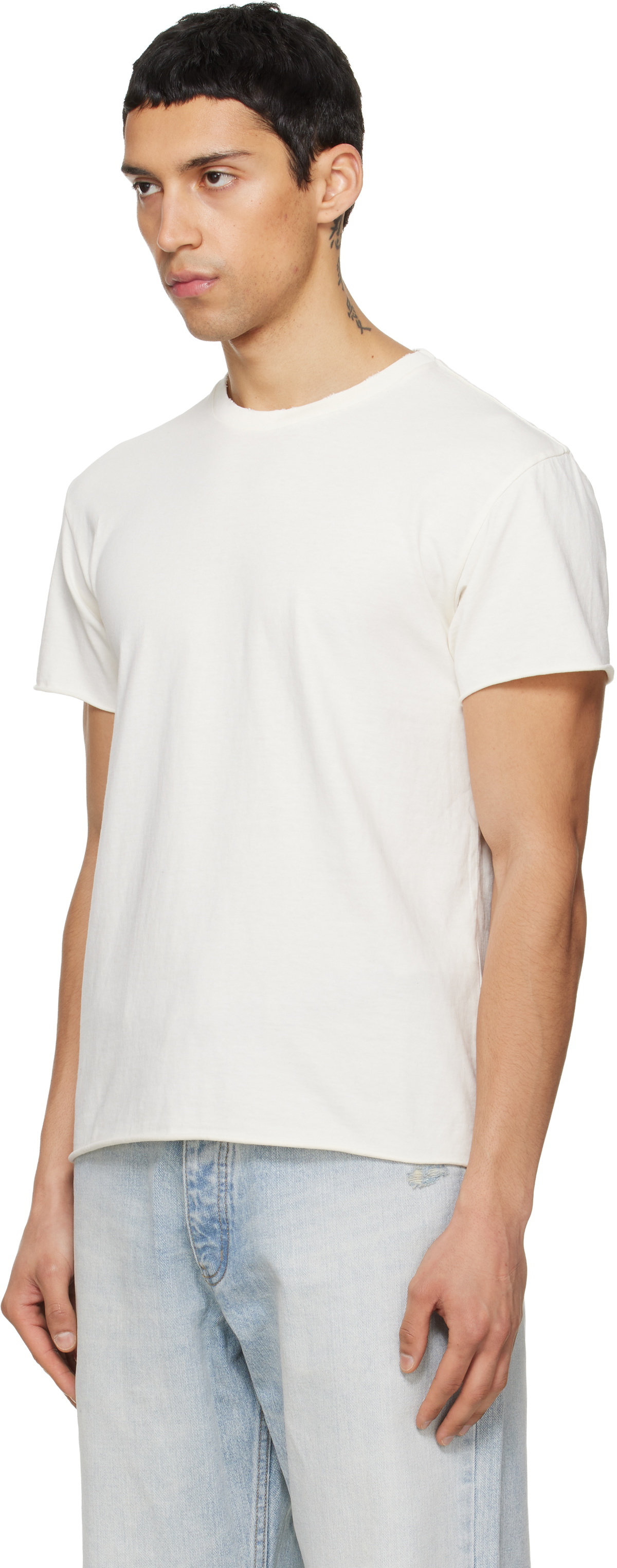 TONYWACK Off-White Garment Dyed Raw Edge T-shirt