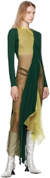 Paula Canovas Del Vas Yellow & Green Paneled Midi Dress