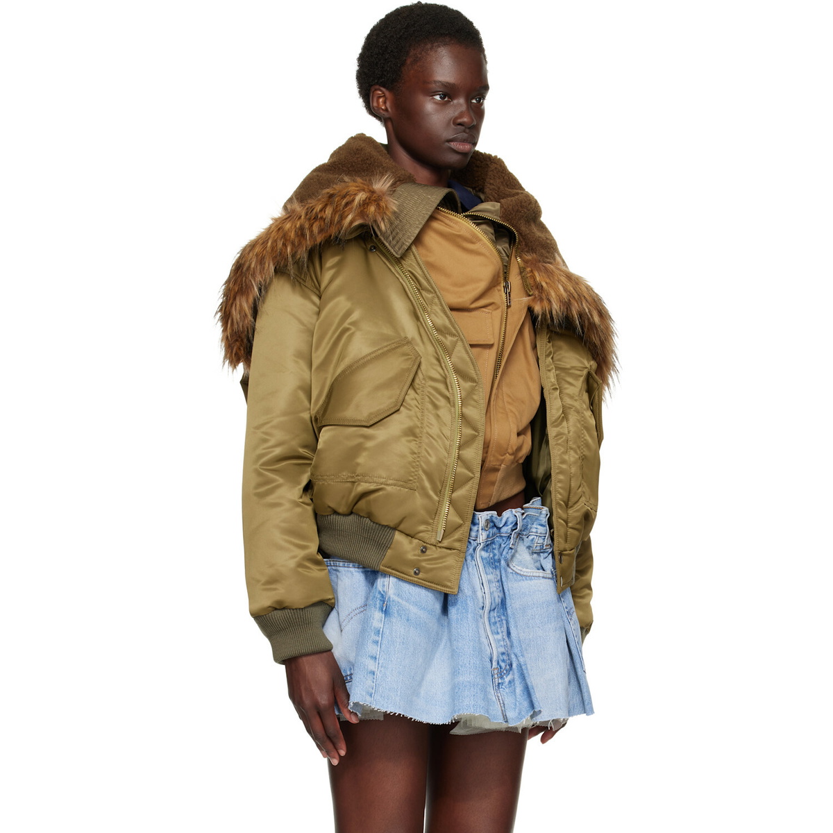 August Barron Khaki Triple Bomber Jacket