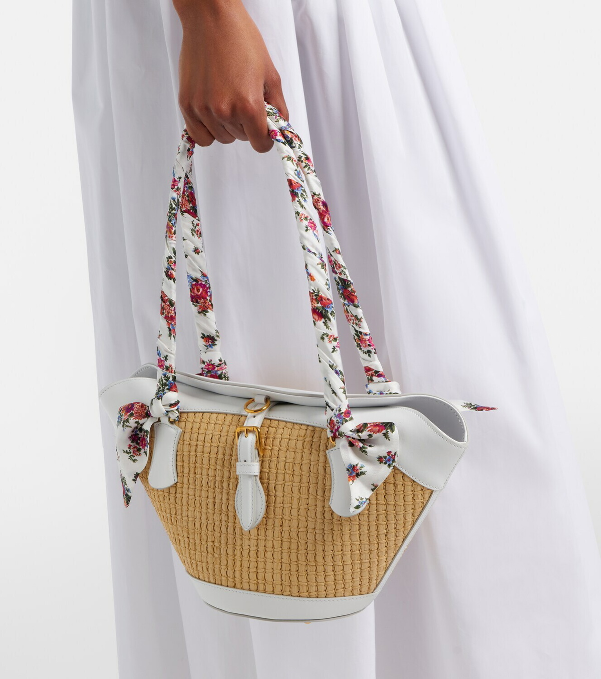 Dolce&Gabbana Capri Medium leather-trimmed raffia tote bag