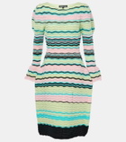 Susan Fang Striped puff-sleeve midi dress