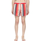 Boss Red and White Striped Swim Shorts
