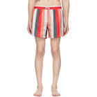 Boss Red and White Striped Swim Shorts