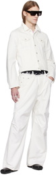 ALAINPAUL White Molded Shoulder Denim Jacket