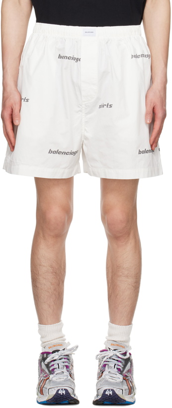 Photo: Balenciaga White Printed Shorts