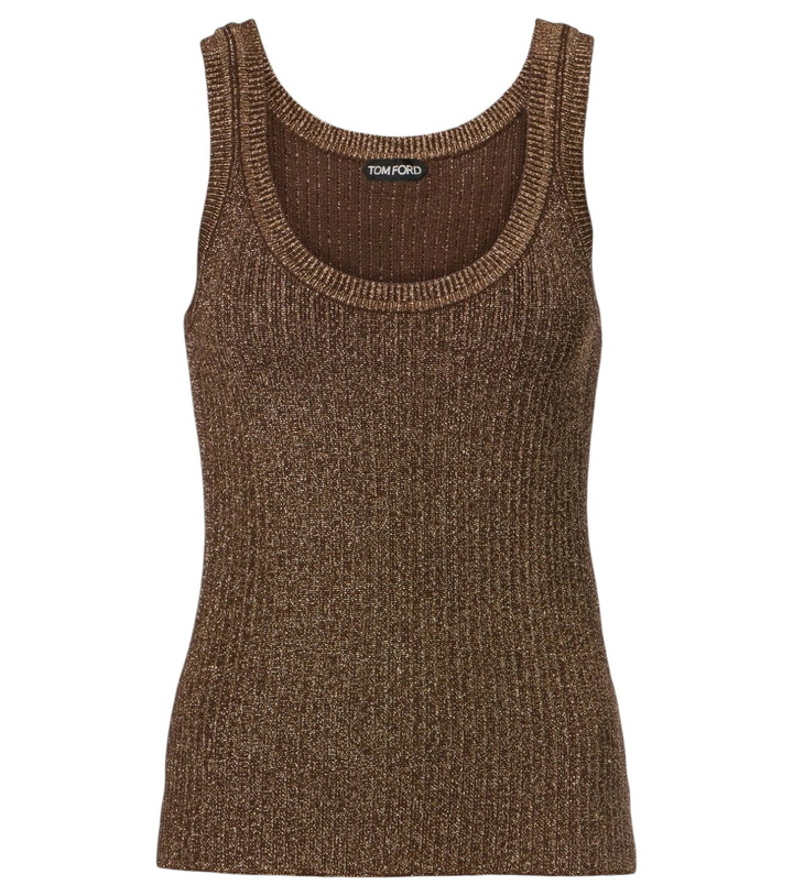 Photo: Tom Ford Ribbed-knit lamé tank top