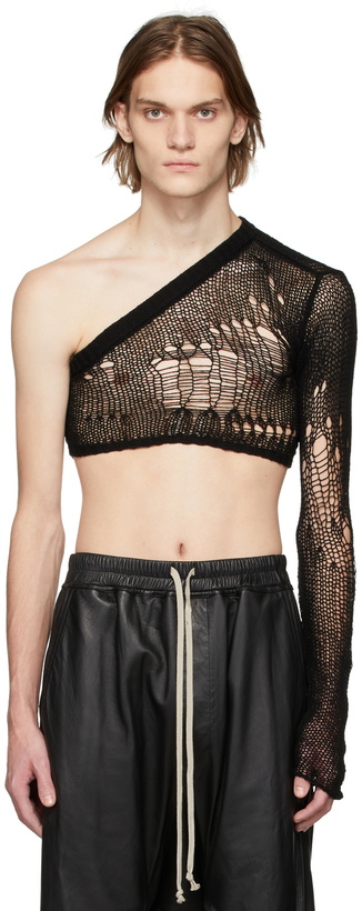 Photo: Rick Owens Black Cropped Banana Net Sweater