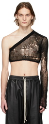 Rick Owens Black Cropped Banana Net Sweater