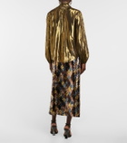 Rixo Moss metallic necktie blouse