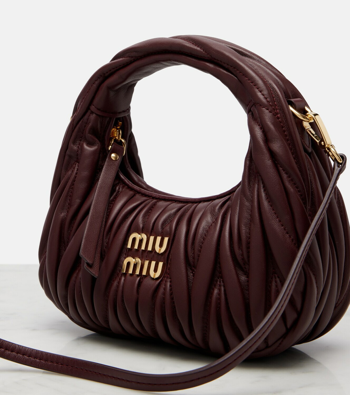 Miu Miu Wander Mini matelassé leather top-handle bag