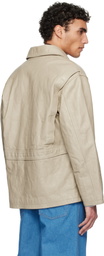 RECTO Beige Vintage Washing Leather Chore Jacket