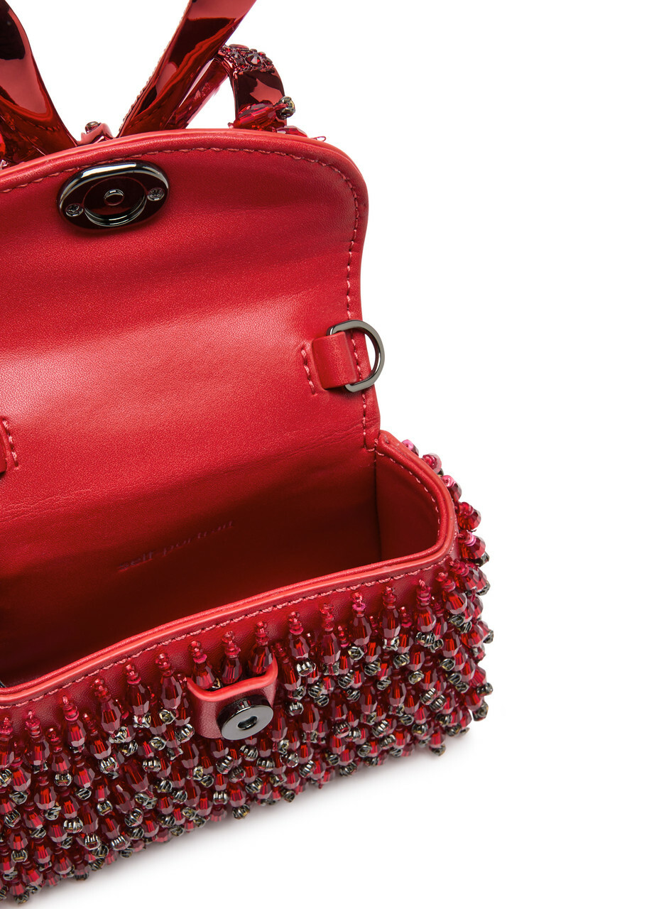 Self-portrait Micro Embellished Leather top Handle bag - Red - One Size