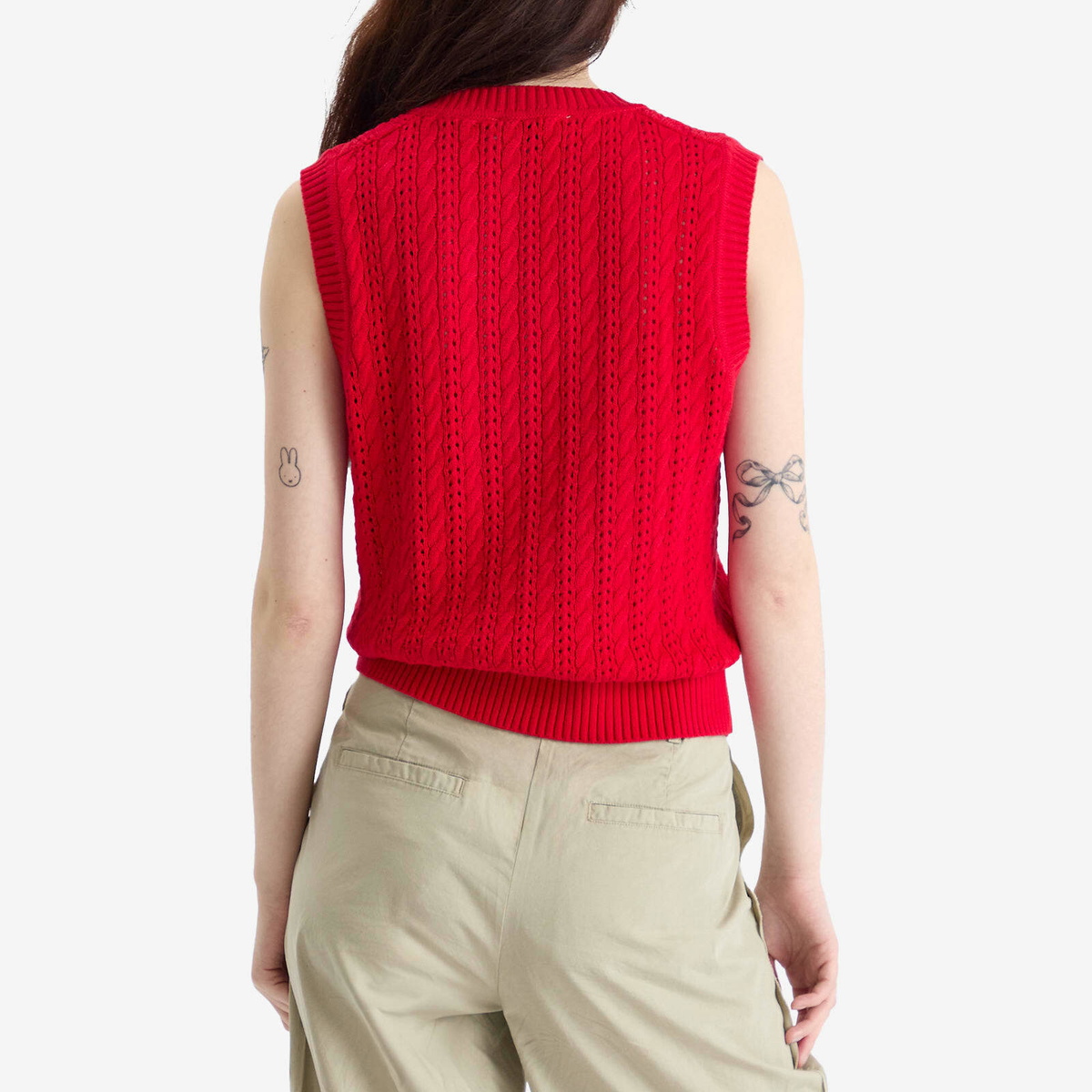 DUNST Women's Unisex Crochet Knit Vest in Red
