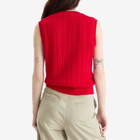 DUNST Women's Unisex Crochet Knit Vest in Red
