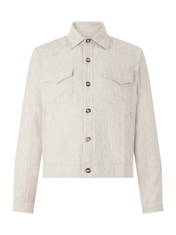 Photo: Oliver Spencer - Witley Striped Cotton and Linen-Blend Jacket - Neutrals