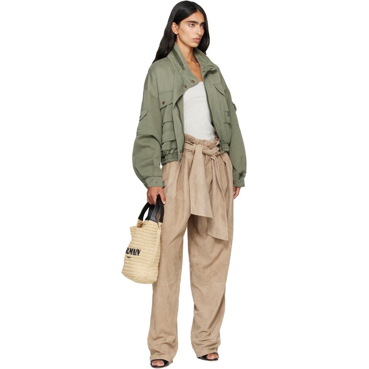 BALMAIN Beige Mini 'BALMAIN' Crochet Tote