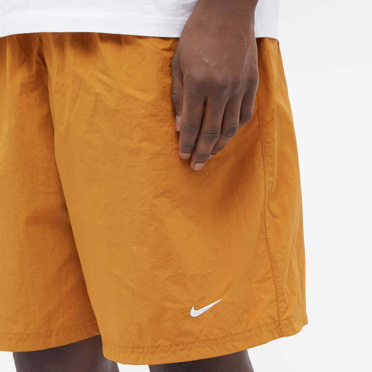 Nike Men's Solo Swoosh Woven Short in Desert Ochre/White Nike