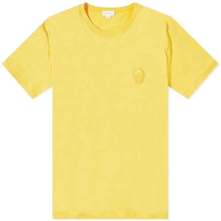 Photo: Alexander McQueen Men's Tonal Skull Motif T-Shirt in New Pop Yellow
