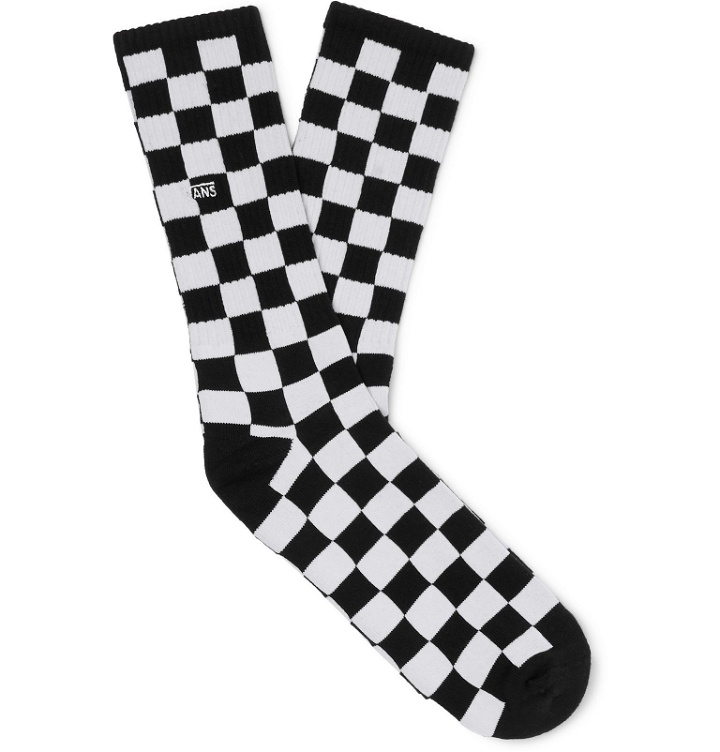 Photo: Vans - Checkerboard II Logo-Embroidered Jacquard-Knit Socks - Black