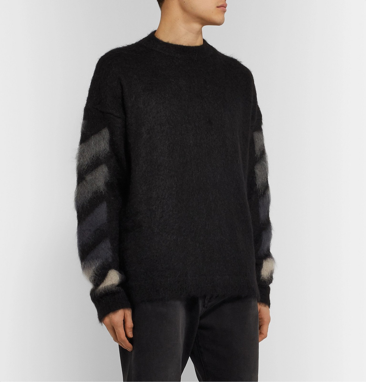 Off-White - Logo-Intarsia Mohair-Blend Sweater - Black Off-White