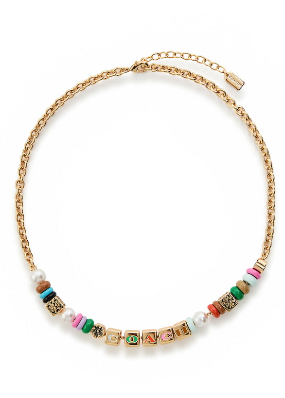 Photo: Coach Logo Beaded Necklace - Multicoloured - One Size