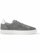 Brunello Cucinelli - Urano Leather-Trimmed Suede Sneakers - Gray