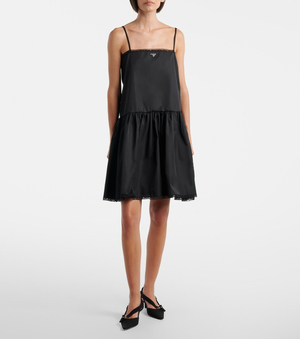 Prada Re-Nylon lace-trimmed minidress