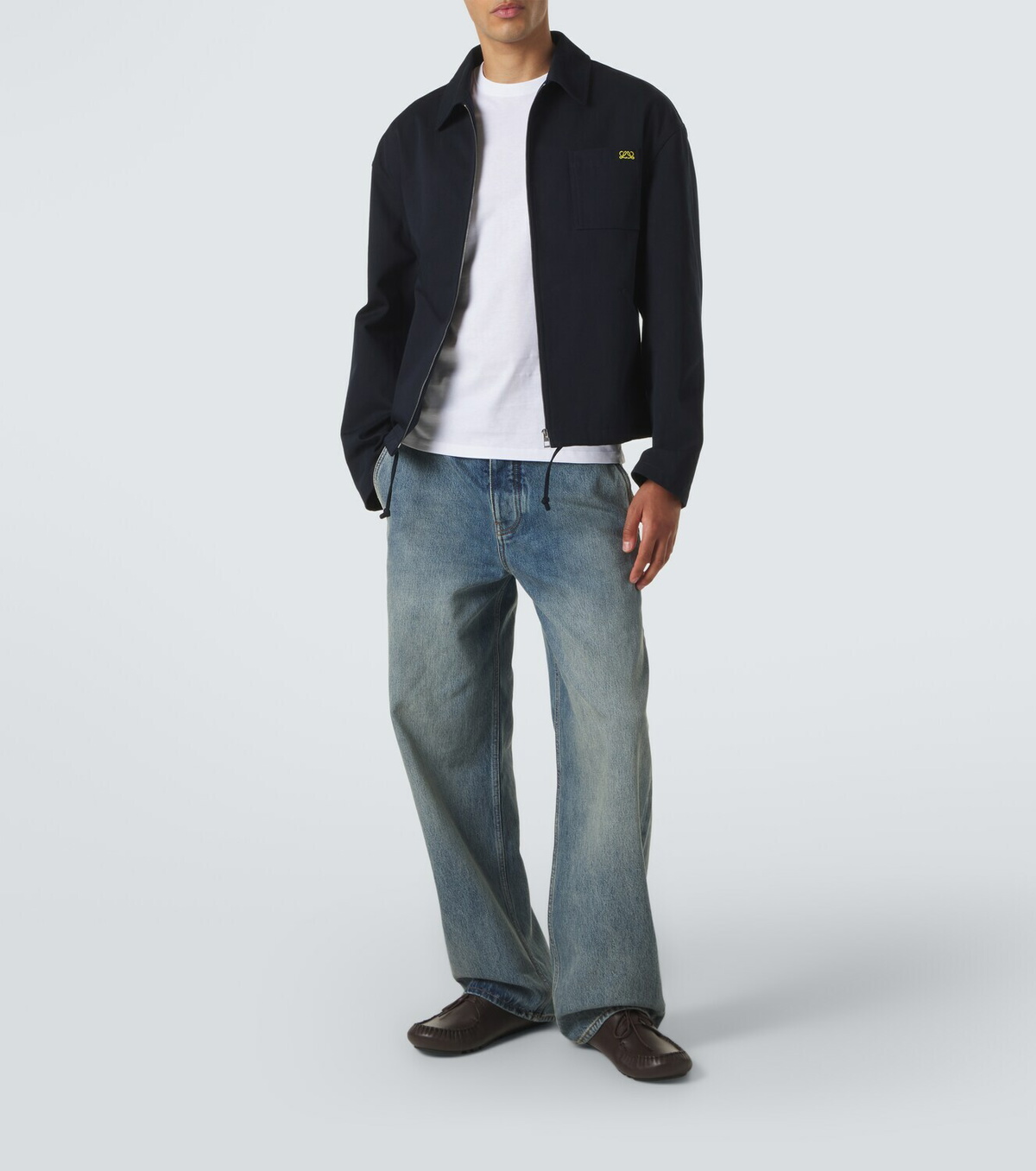Loewe Suede-trimmed straight jeans