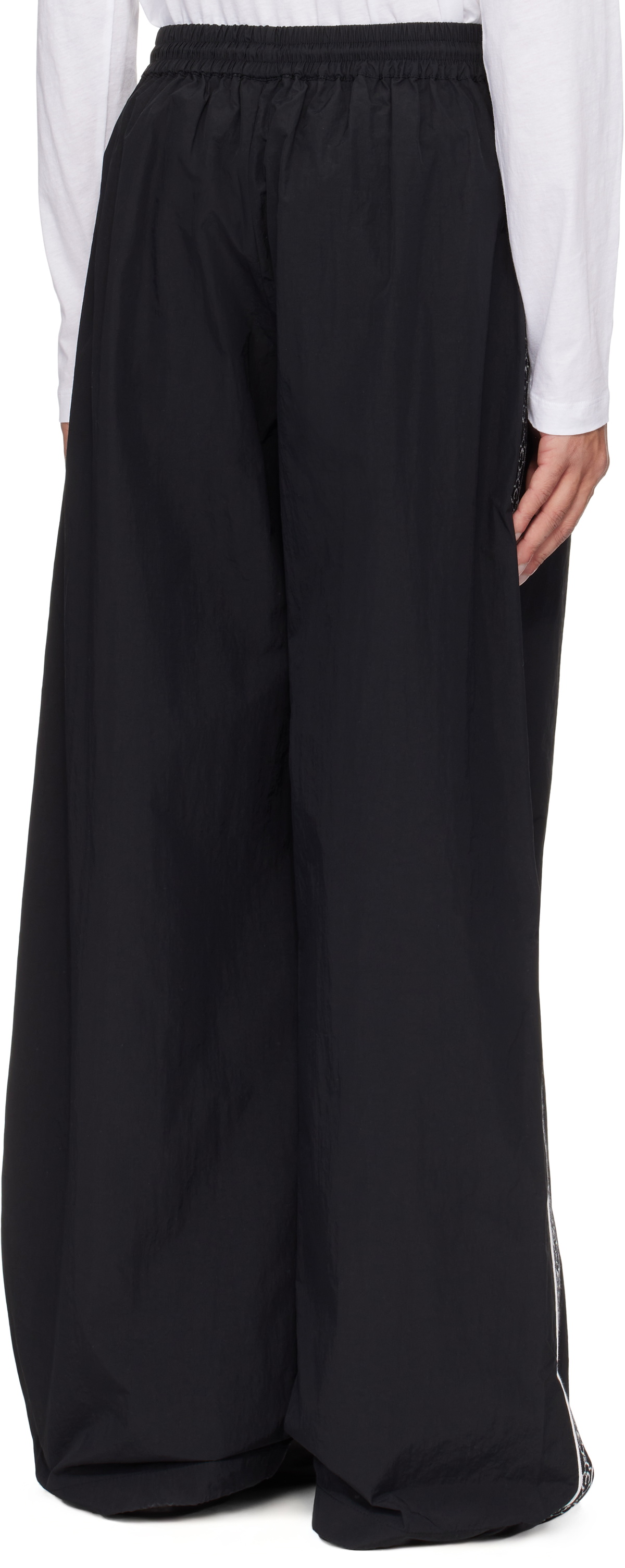Marine Serre Black Recycled Nylon Track Sweatpants