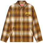 Kenzo Paris Men's Kenzo Checked Plaid Zip Overshirt in Dark Brown