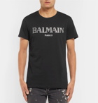 Balmain - Slim-Fit Metallic Logo-Print Cotton-Jersey T-Shirt - Men - Black