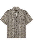 KAPITAL - Camp-Collar Snake-Print Voile Shirt - Gray