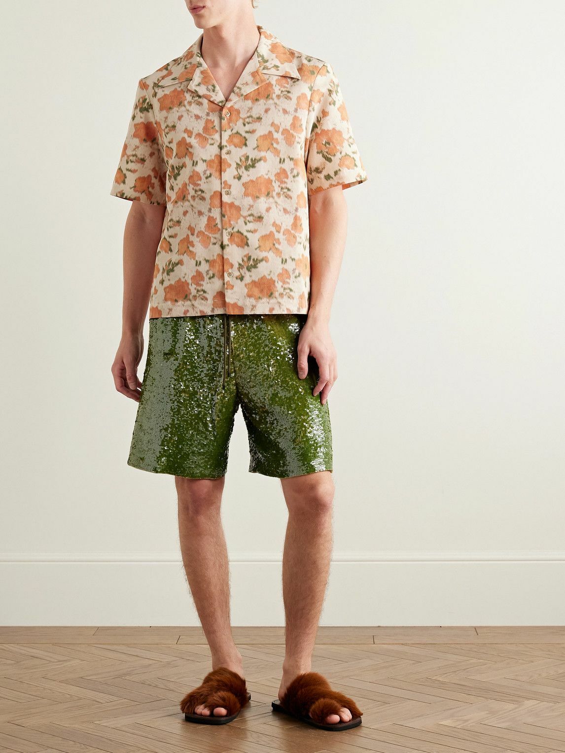 Séfr - Pino Floral-Print Woven Shirt - Orange