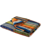 The Elder Statesman - Embroidered Striped Cashmere Blanket