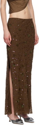 Mirror Palais Brown Beaded Maxi Skirt