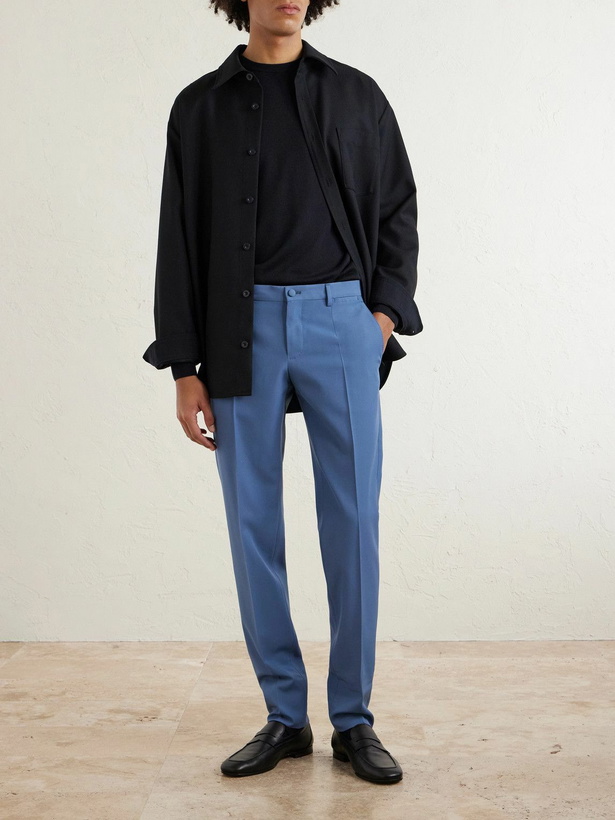 Photo: Dolce&Gabbana - Slim-Fit Straight-Leg Wool Suit Trousers - Blue