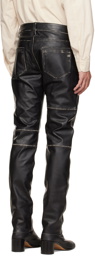 MM6 Maison Margiela Black Distressed Leather Pants