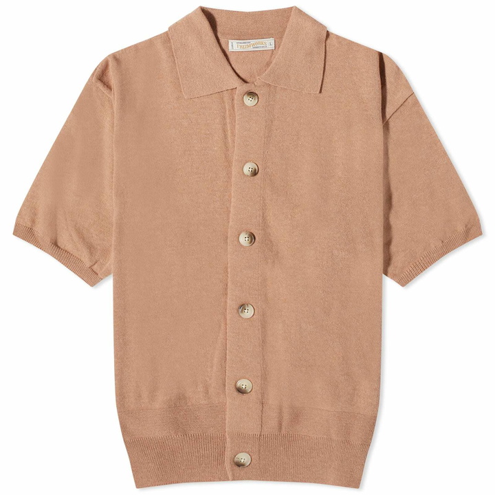 Photo: FrizmWORKS Men's Airly Short Sleeve Knit Cardigan in Latte