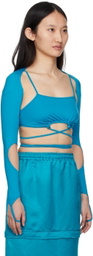 BONBOM SSENSE Exclusive Blue Tie-Up Sleeve Tank Top