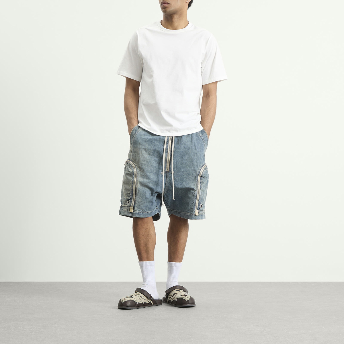 Rick Owens DRKSHDW Men's Bauhaus Denim Pods in Washed Indigo Rick