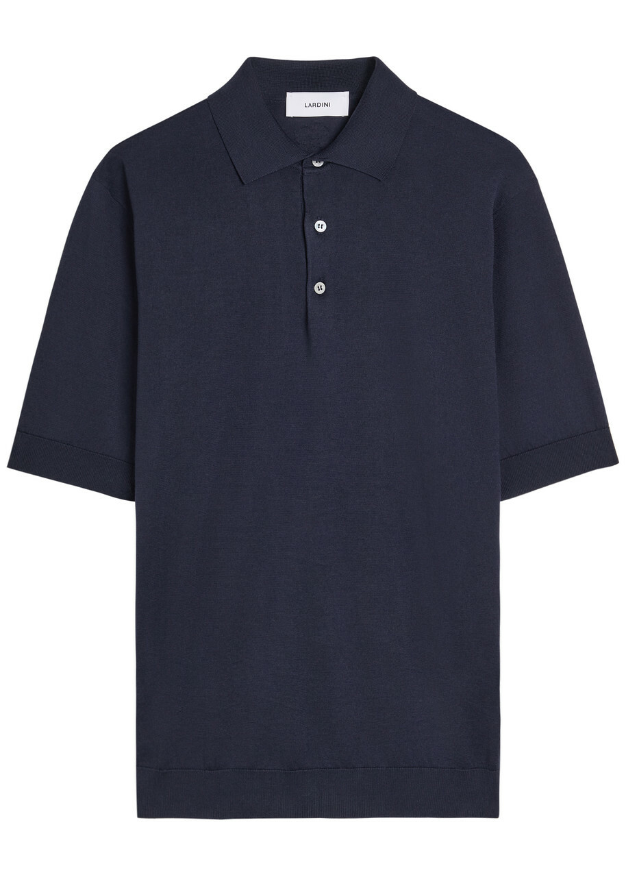 Lardini Fine-knit Cotton Polo Shirt Blue
