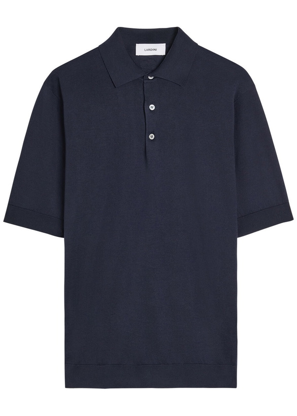 Photo: Lardini Fine-knit Cotton Polo Shirt Blue